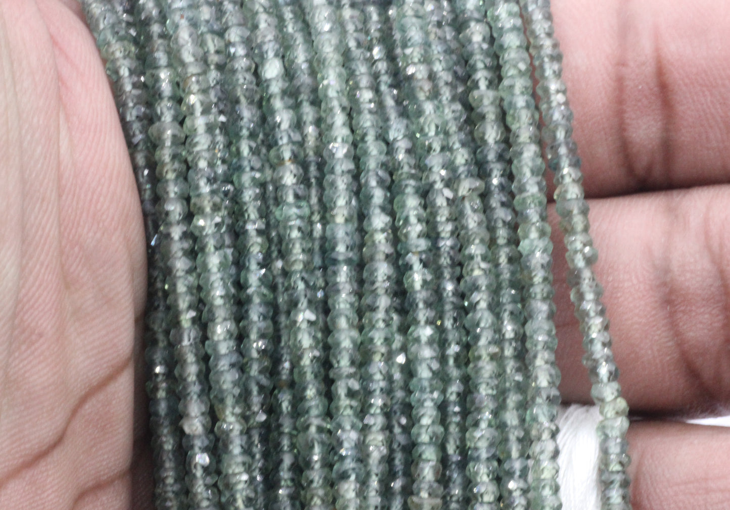 Sapphire, Green Sapphire Faceted Roundel Beads