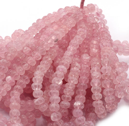 Quartz, Rose Quartz Carved Water Melons, Carved pumpkins
