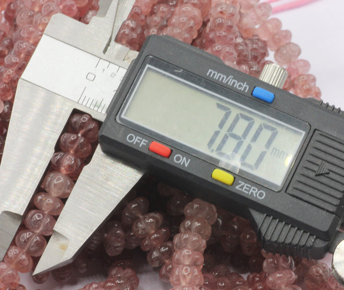 Quartz, Strawberry Quartz Beads Carved Water Melons, Carved pumpkins