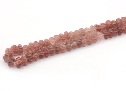 Quartz, Strawberry Quartz Beads Carved Water Melons, Carved pumpkins