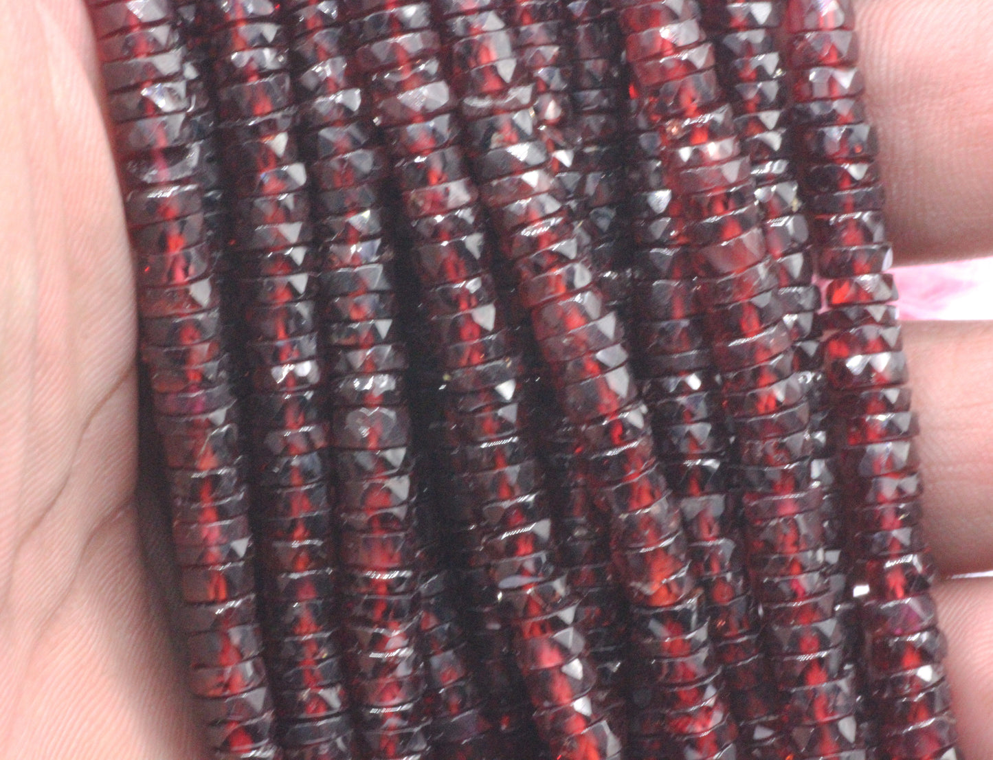 Garnet Beads Faceted Heshi, Faceted Donut, Faceted Tyre