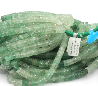 Quartz, Green Quartz Beads Faceted Heshi, Faceted Donut, Faceted Tyre