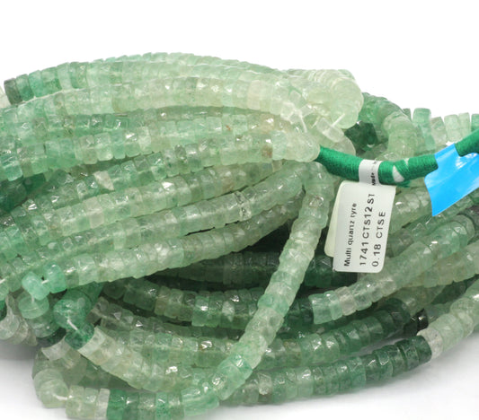 Quartz, Green Quartz Beads Faceted Heshi, Faceted Donut, Faceted Tyre