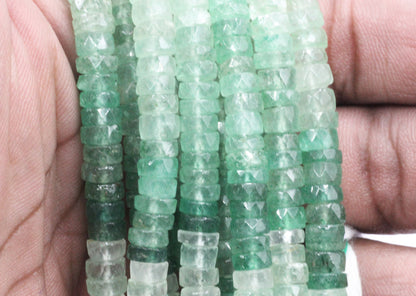 Quartz, Green Quartz Beads Faceted Heshi, Faceted Donut, Faceted Tyre