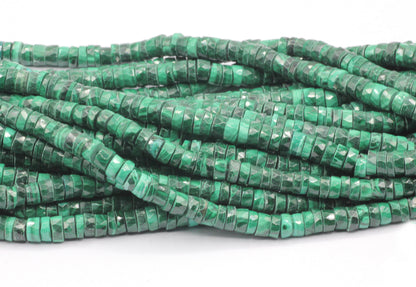 Malachite Beads Faceted Heshi, Faceted Donut, Faceted Tyre