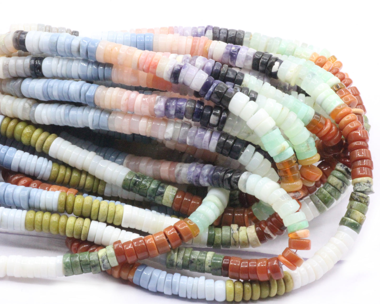 Opal, Multi Color Opal Smooth Heshi,Donuts, Tyre Beads