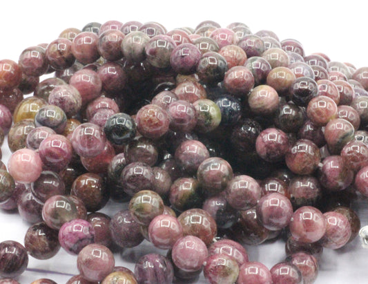 Tourmaline, Pink Tourmaline Smooth Round Beads, Natural, 9-12 mm Graduated Size