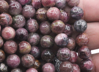 Tourmaline, Pink Tourmaline Smooth Round Beads, Natural, 9-12 mm Graduated Size