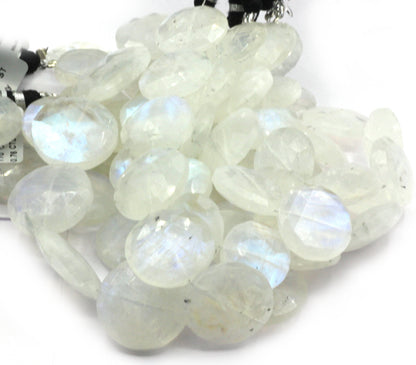 Moonstone Faceted Coin Beads