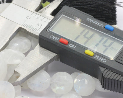 Moonstone, Rainbow Moonstone Faceted Coin Beads