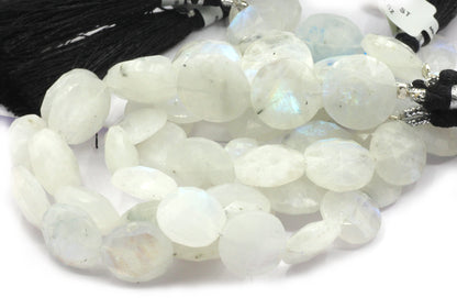 Moonstone, Rainbow Moonstone Faceted Coin Beads