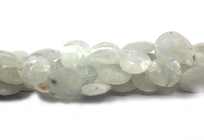 Moonstone, Rainbow Moonstone Faceted Coin Beads