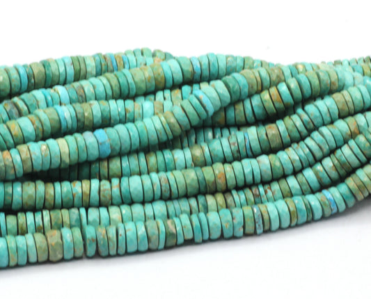 Turquoise Beads Faceted Heshi, Faceted Donut, Faceted Tyre