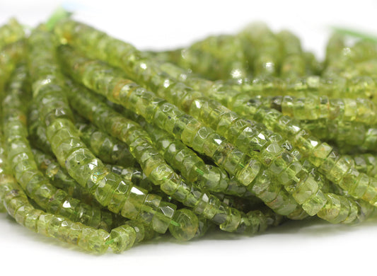 Peridot Faceted Wheel Beads,Faceted Beads