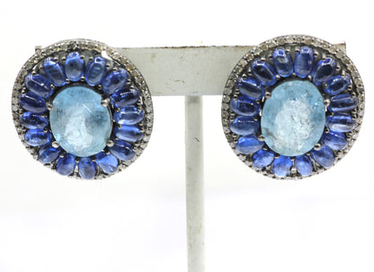 Aqua 925 silver Diamond Earring Stud