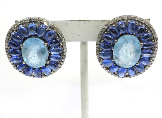 Aqua 925 silver Diamond Earring Stud