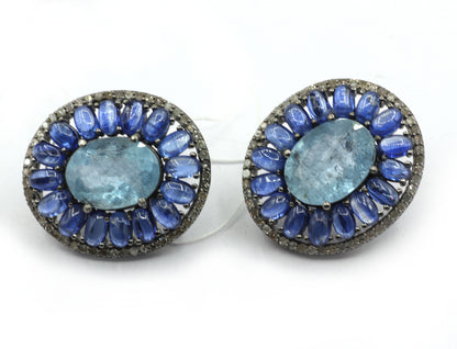 Aqua 925 silver Diamond Earring Stud