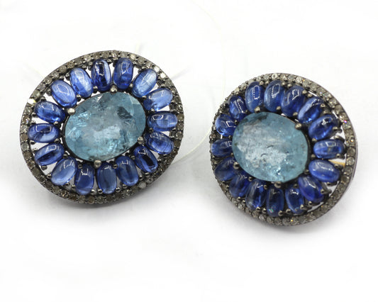 Aqua 925 silver Diamond Earring Stud