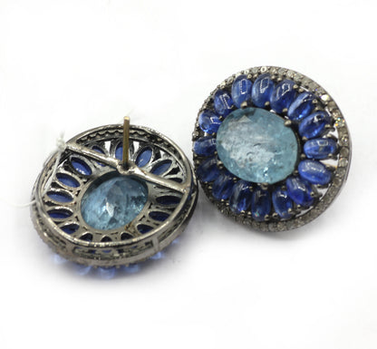 Aqua 925 silver Diamond Earring Stud