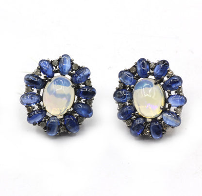 Opal 925 silver Diamond Earring Stud