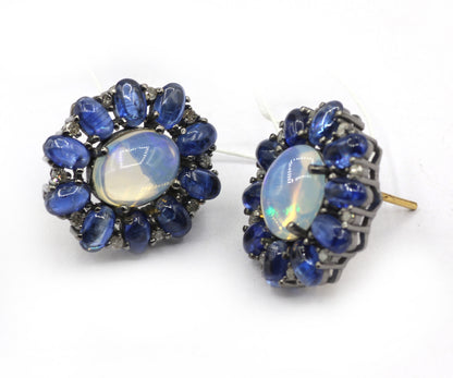 Opal 925 silver Diamond Earring Stud