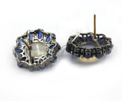 Opal 925 silver Diamond Earring Stud