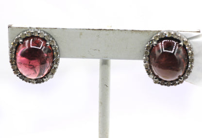 Tourmuline 925 silver Diamond Earring Stud