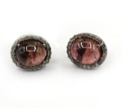 Tourmuline 925 silver Diamond Earring Stud