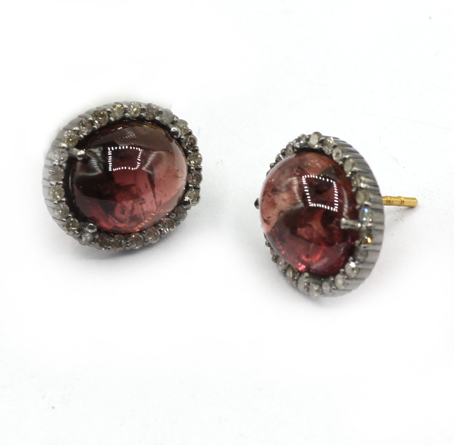 Tourmuline 925 silver Diamond Earring Stud