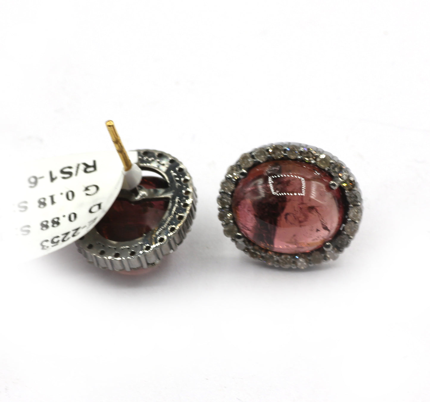 Tourmuline 925 silver Diamond Earring Stud