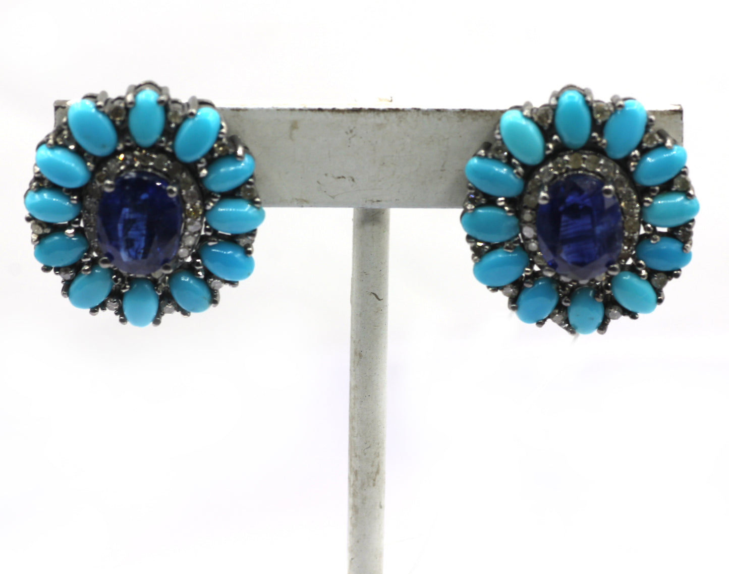 Turquoise 925 silver Diamond Earring Stud