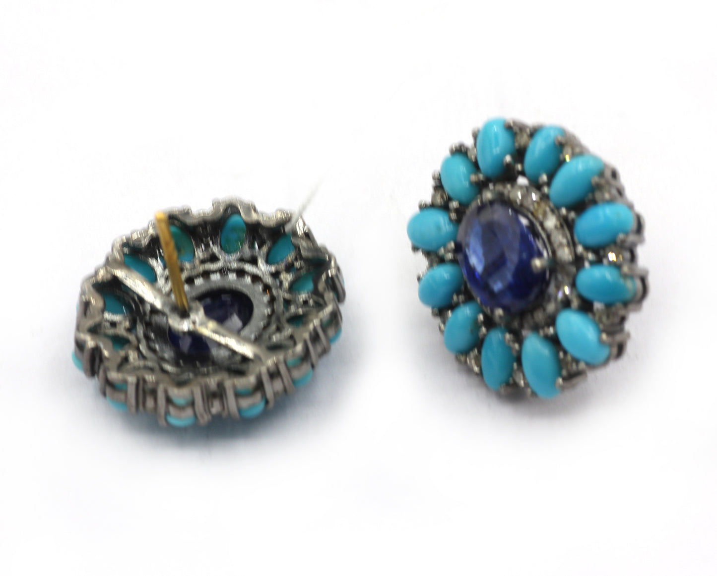 Turquoise 925 silver Diamond Earring Stud