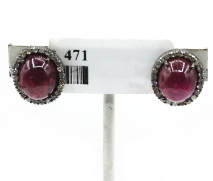 Tourmuline 925 silver Diamond Earring Stud