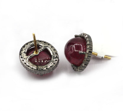 Tourmuline 925 silver Diamond Earring Stud