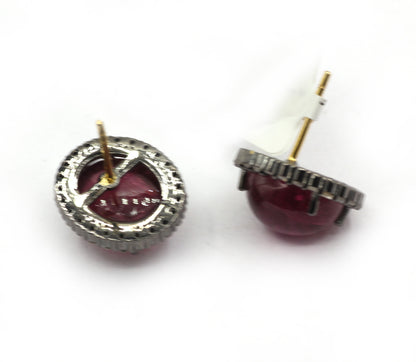 Tourmuline 925 silver Diamond Earring Stud