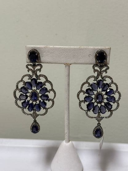 Silver Diamond and Iolite Earrings - Elegant Jewelry for Special Occasions