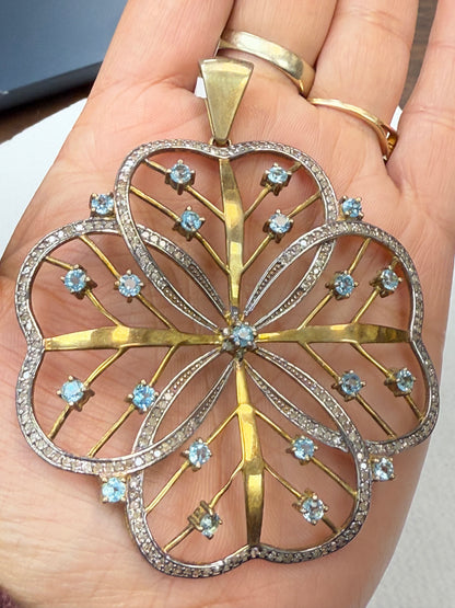 Star Shape diamond Pendant With Diamond Slice