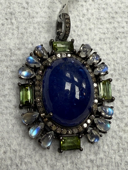 Tanzanite Tourmaline Diamond Pendant