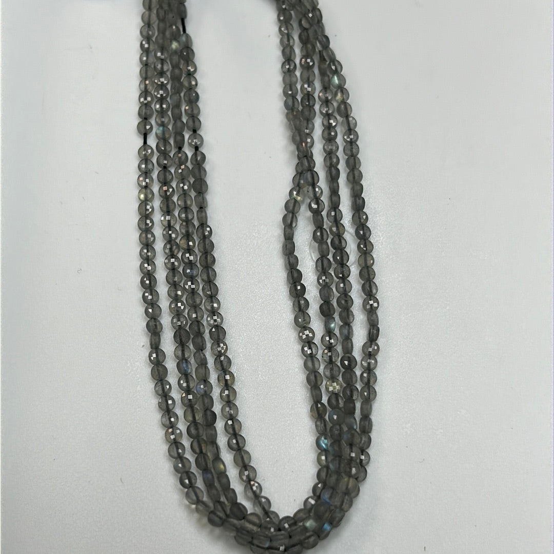 Labradorite Beads Faceted Coin