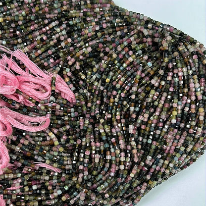 Tourmaline, Multi Tourmaline beads faceted square