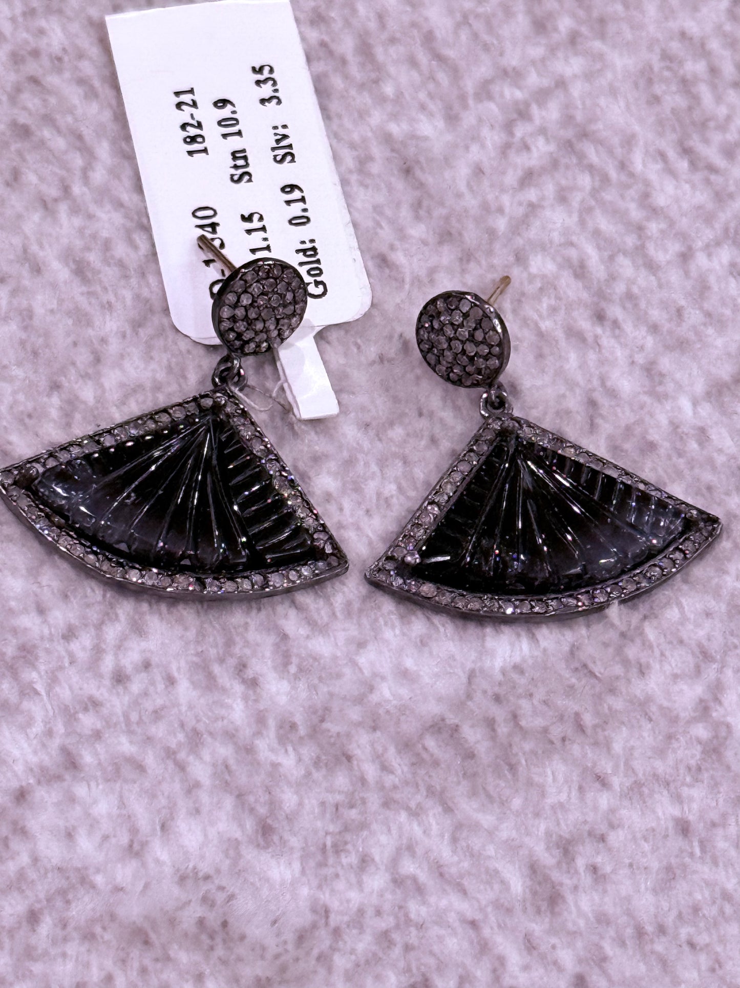 Tourmaline Carving Fancy Shape Diamond earring