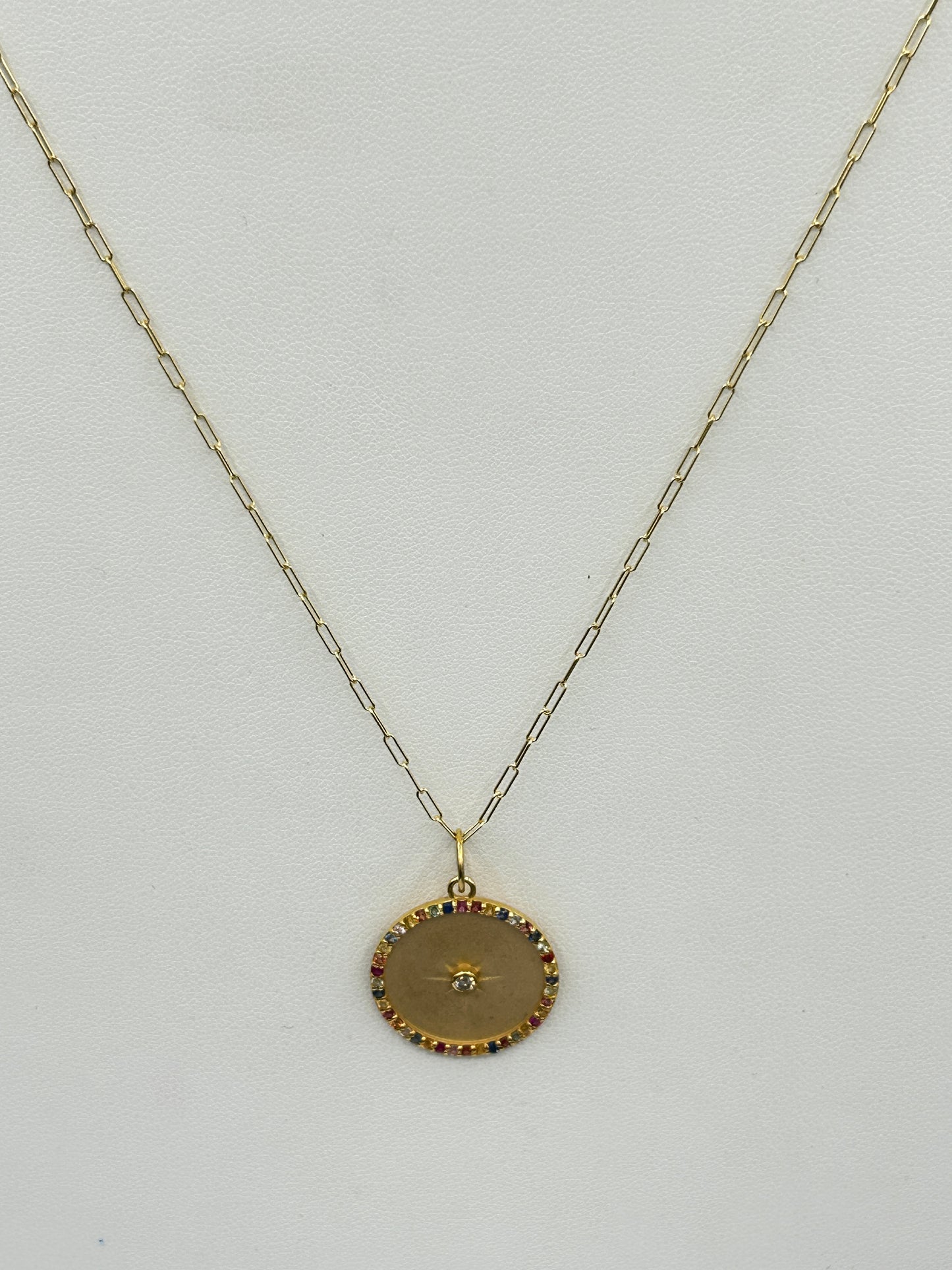 Round 14k Solid Gold Diamond Pendants