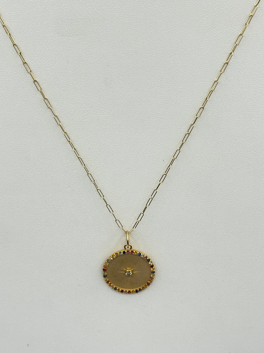 Round 14k Solid Gold Diamond Pendants