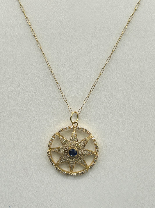 Star 14k Solid Gold Diamond Pendants