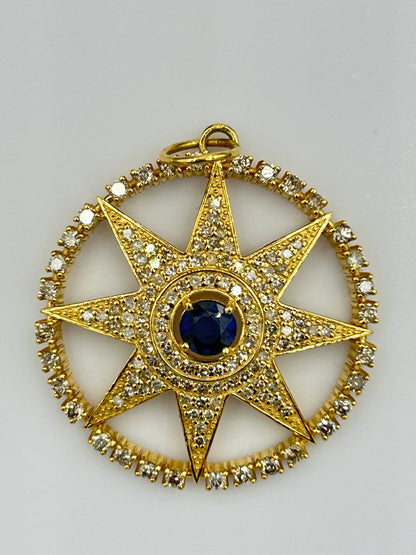 Star 14k Solid Gold Diamond Pendants