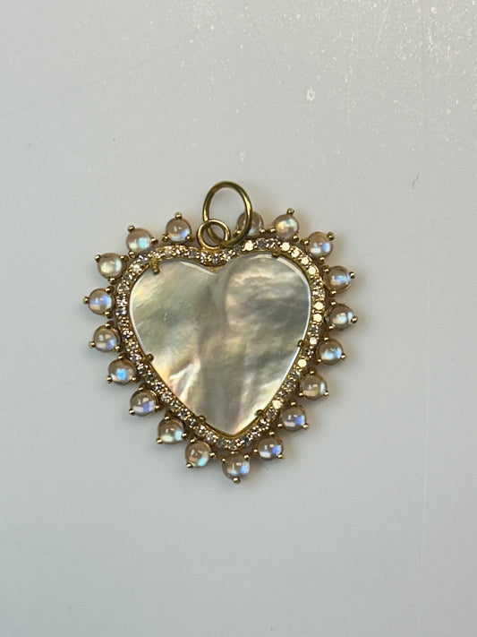 Heart 14k Solid Gold Diamond Pendants