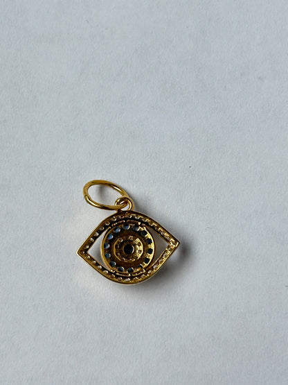 Evil eye 14k Solid Gold Diamond Necklace
