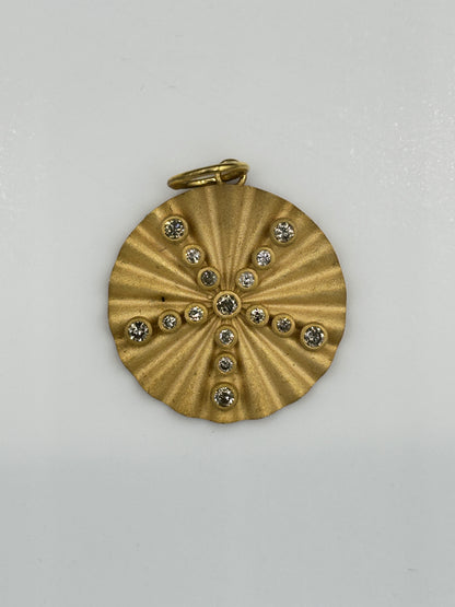 Round 14k Solid Gold Diamond Pendants