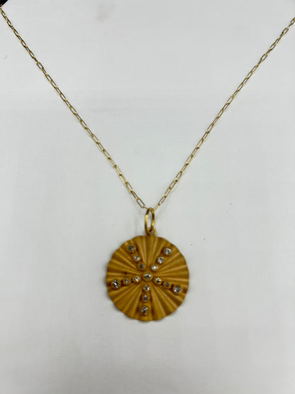 Round 14k Solid Gold Diamond Pendants