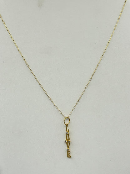 Love 14k Solid Gold Diamond Pendants